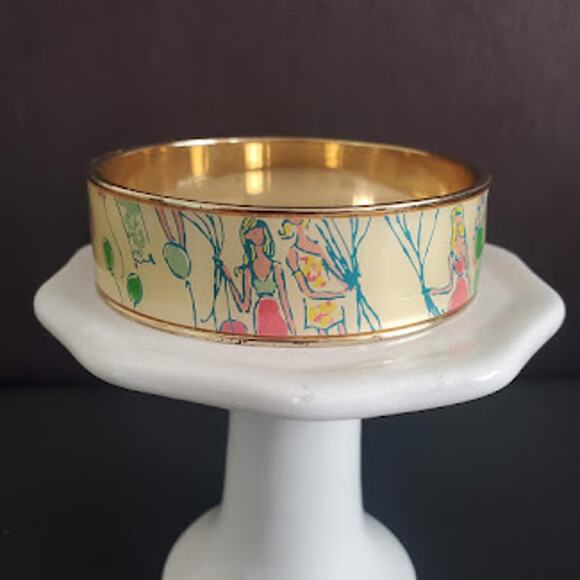 Lilly Pulitzer Jewelry - Lilly Pulitzer POP Balloon Pattern on Cream enamel Gold Plated Bangle Bracelet